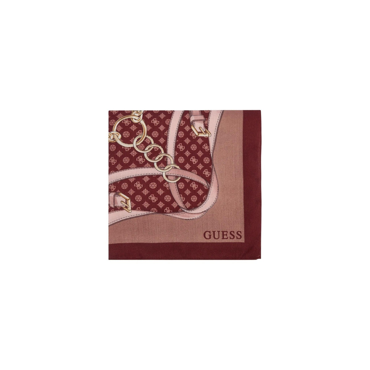 Foulard quadrato donna Guess AW5679 POL03. Sciarpa stola 120x120 cm in tessuto leggero con motivo catene e logo monogram Guess all-over.