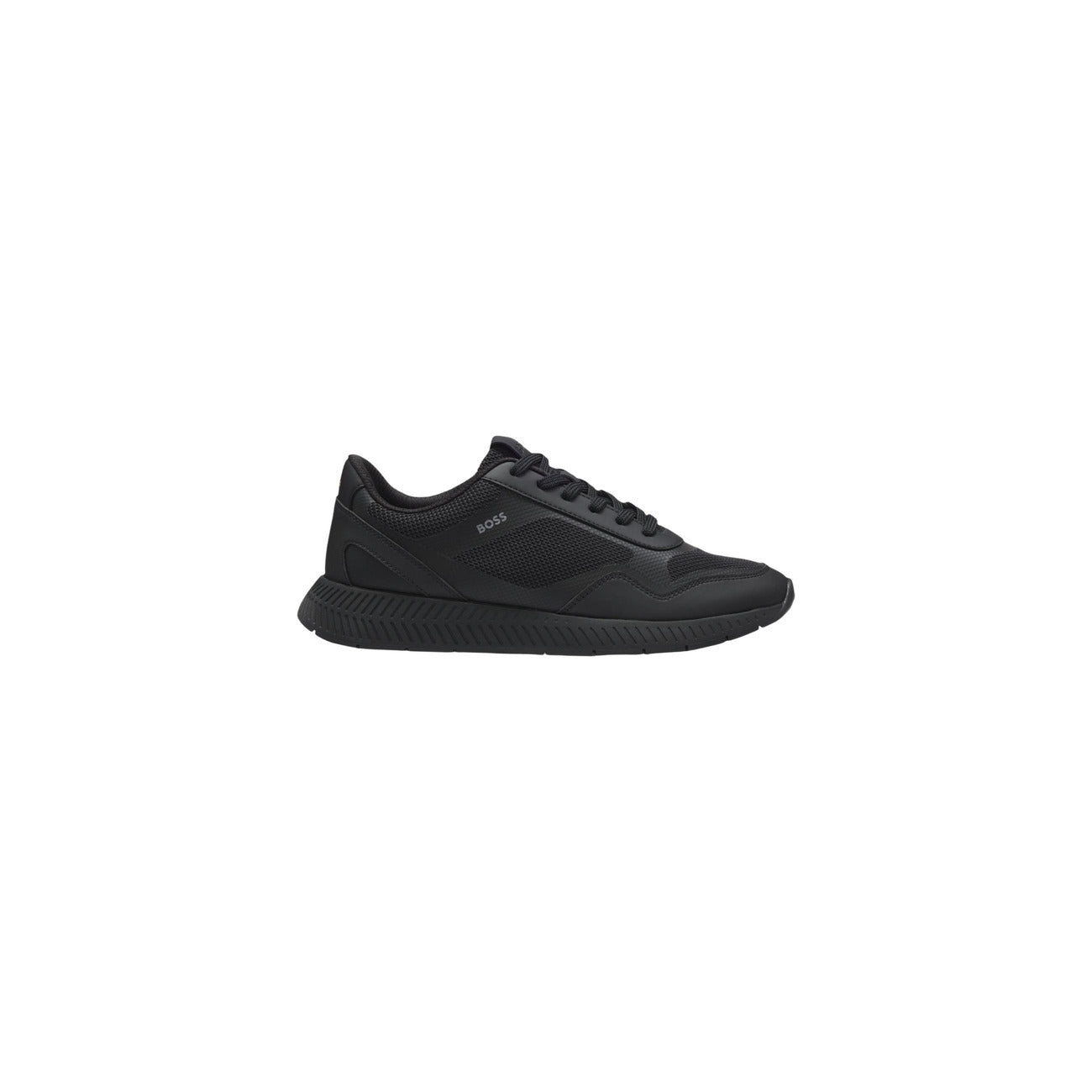 Sneakers BOSS uomo nero modello Titanium Runn 50568928. Scarpe sportive da uomo nero in mesh e poliuretano con suola spessa 3 cm ammortizzata stile casual lussuoso, athleisure e urban running.