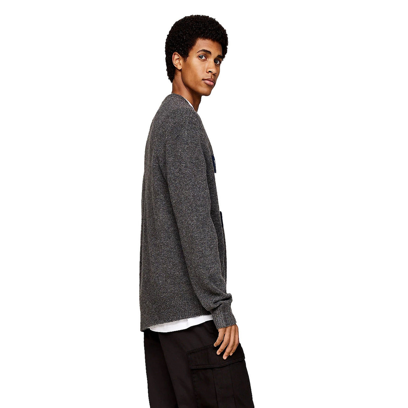 Tommy Jeans Maglia Uomo Grigio Stampa Scollo Tondo Manica Lunga Lana Acrilico Autunno Inverno B_44583