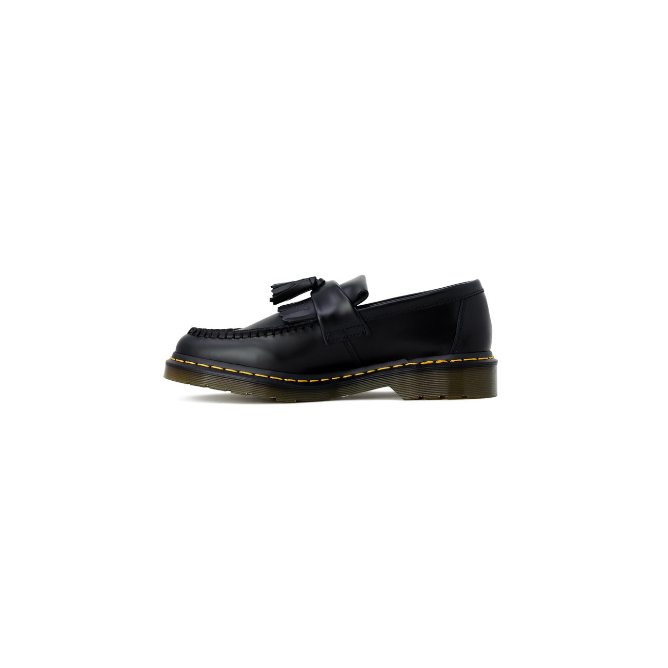 Mocassini Dr. Martens ADRIAN con nappe e cuciture gialle in pelle smooth uomo neri 100% pelle - vista laterale
