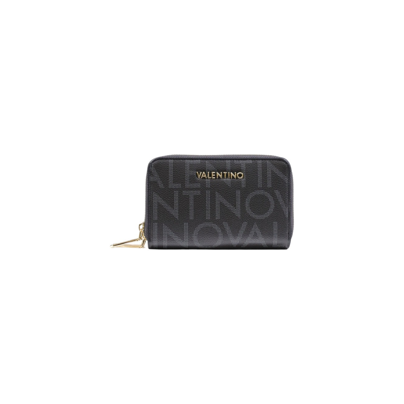 Valentino Bags Portafoglio Donna Nero con Stampa - Portamonete Cerniera Scomparti 15x10x3cm