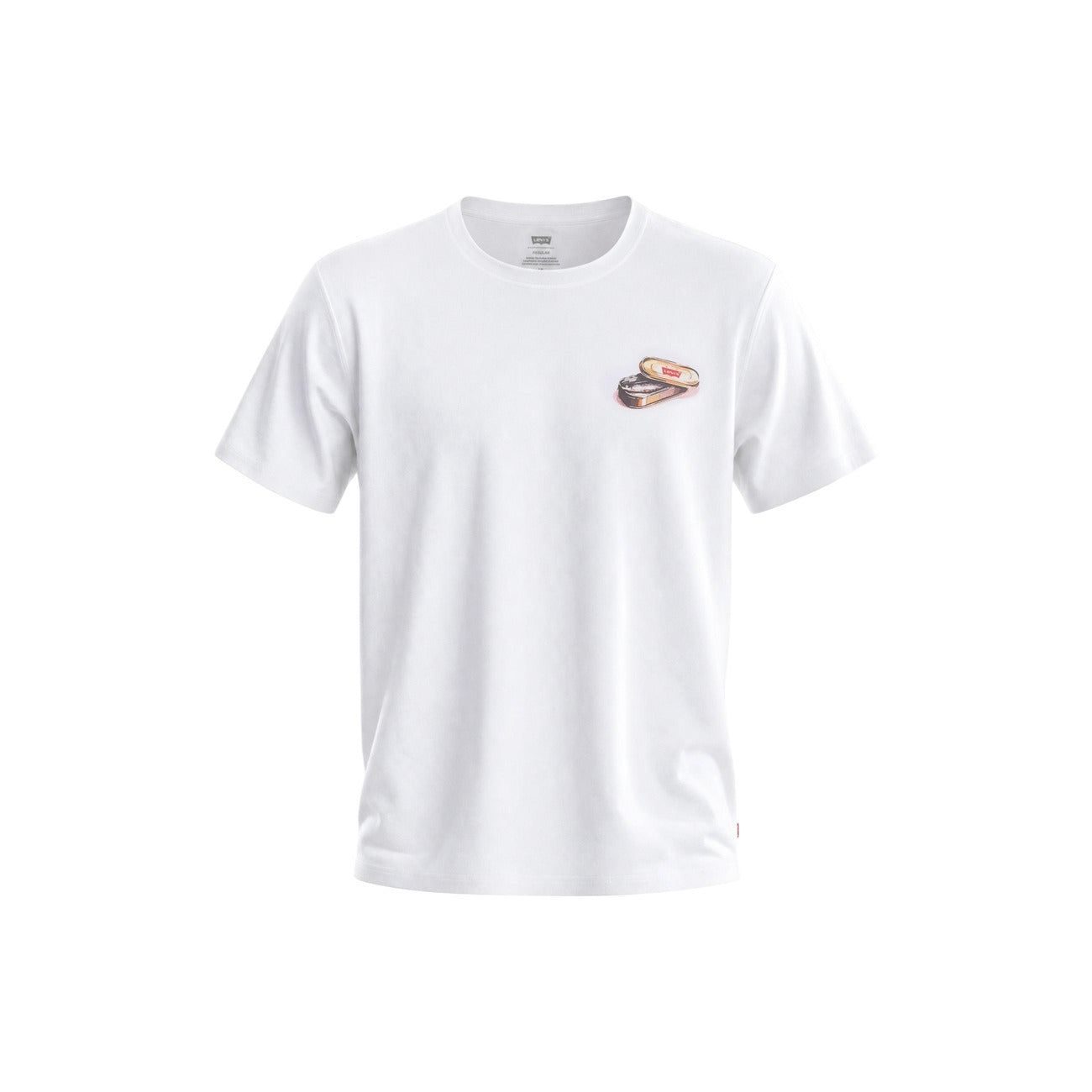 T-shirt Bianca Levi's®; Grafica Food & Deli. 100% Cotone. Vestibilità relaxed, girocollo, stampa fronte-retro "You've been served". Fresca, creativa e di carattere.Frontale stesa 