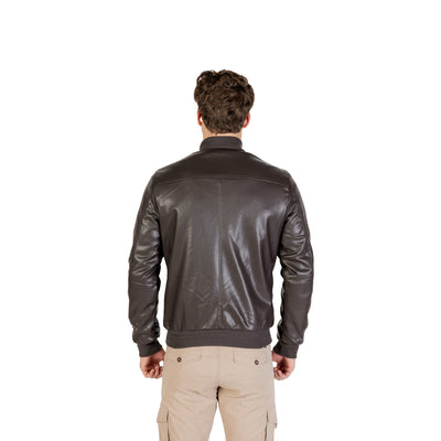 Gianni Lupo Giacca Uomo Marrone con Zip Bottoni - Giacca Poliestere Poliuretano Tasche Maniche Lunghe