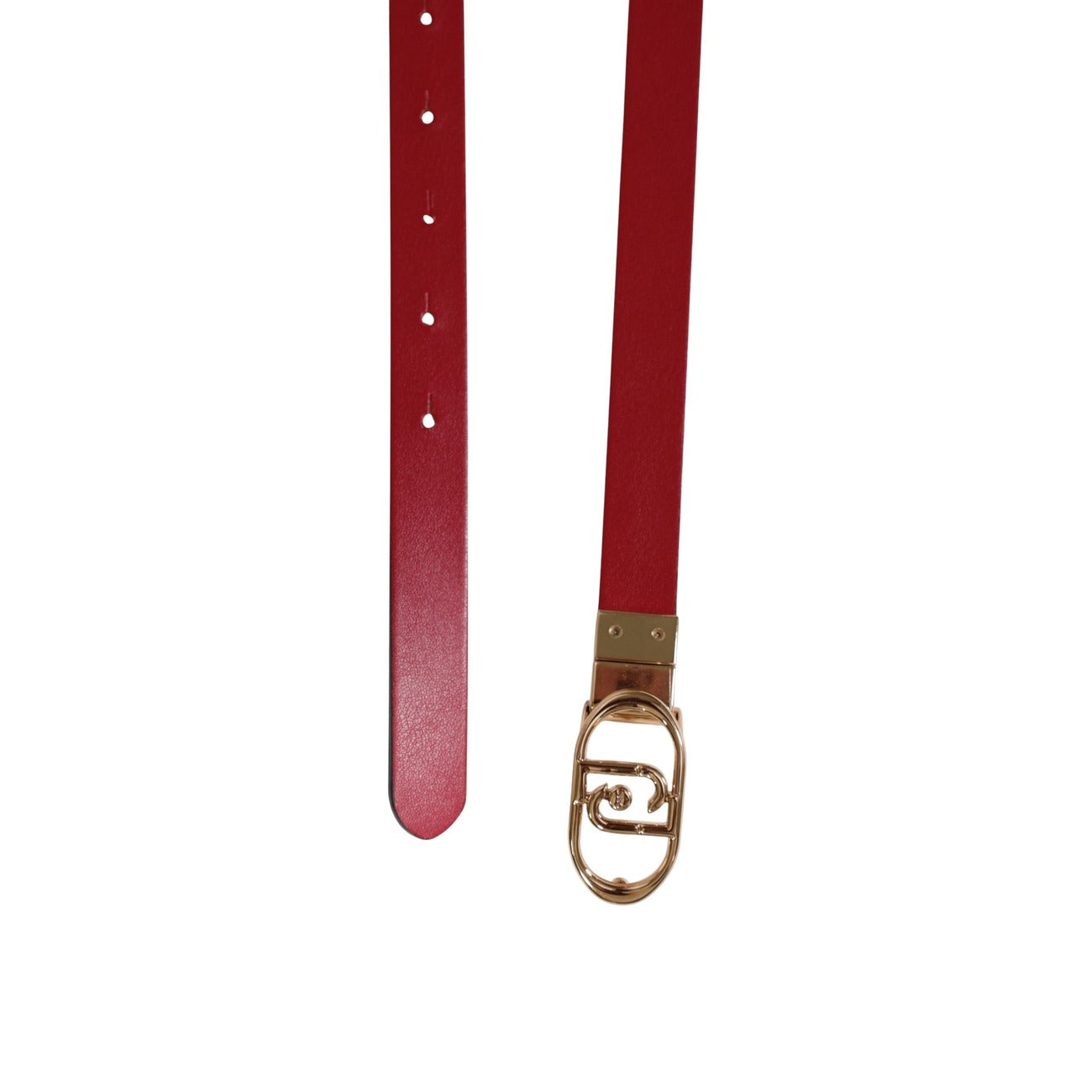 Cintura Reversibile Liu Jo; Marrone. Altezza 2 cm. Stampa logo all-over e lato effetto bottalato. Fibbia monogram dorata, chiusura regolabile. Prodotto ecosostenibile "Liu Jo Better". Dettaglio rosso 