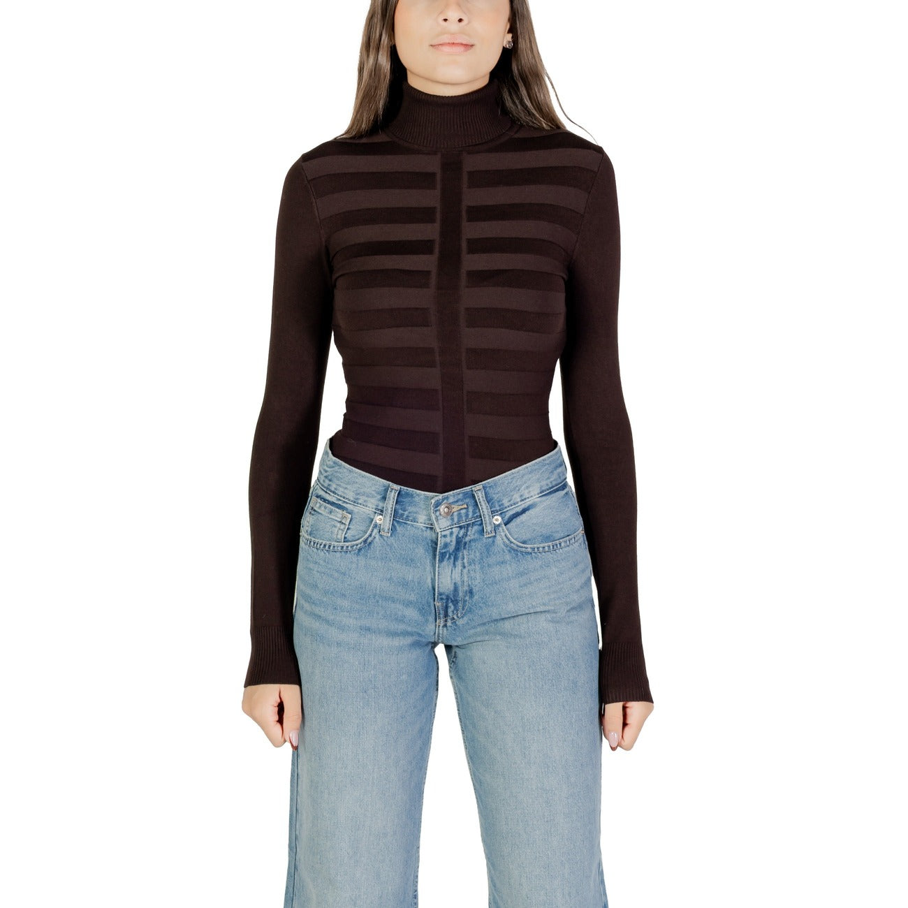 Morgan De Toi Maglia Donna Bianca in 77% Viscosa 23% Poliammide a Manica Lunga con Scollo Alto 252-MENTHYO