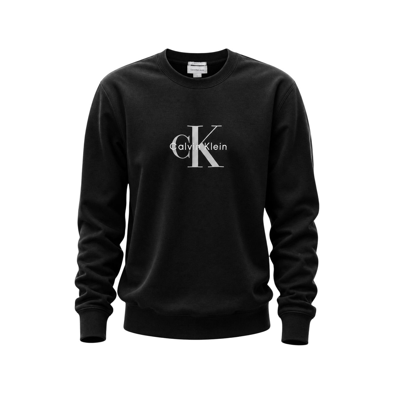 Felpa Girocollo Nera Calvin Klein Jeans; Interno Felpato. Logo frontale, finiture a costine, misto cotone resistente. Versatile, iconica e confortevole per ogni giorno. Vista frontale stesa 