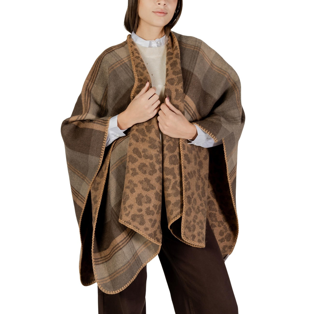 Pieces Sciarpa Donna Marrone - Sciarpa Acrilico Poliestere