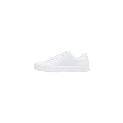 Tommy Hilfiger Jeans Sneakers Donna Bianche con Lacci - Sneakers Pelle Poliuretano Basse Sportive