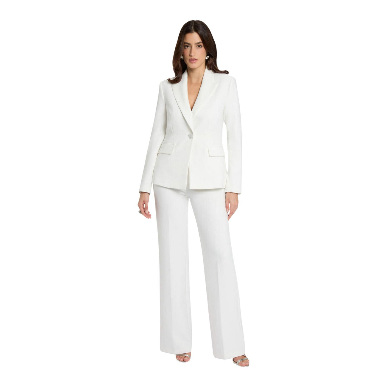 Blazer Monopetto Morgan De Toi; 77% Poliestere, 17% Viscosa, 6% Elastam. Nero, bottone singolo, tasche con patta. Giacca donna elegante e stretch per la stagione PE26. Figura intera 
