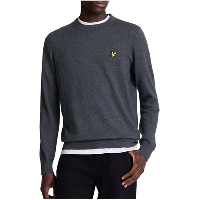 Lyle & Scott Maglia Uomo Blu Scollo Tondo Manica Lunga Cotone Lana Merino Autunno Inverno KN2110VC