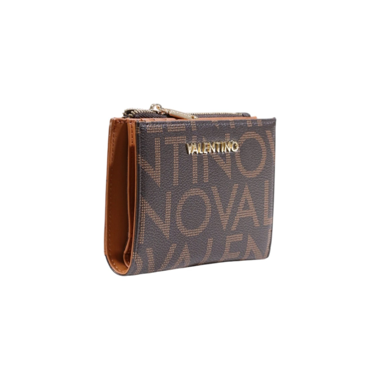 Valentino Bags Portafoglio Donna Marrone con Stampa Cerniera - Portafoglio Poliuretano Tasche 13x10x2cm