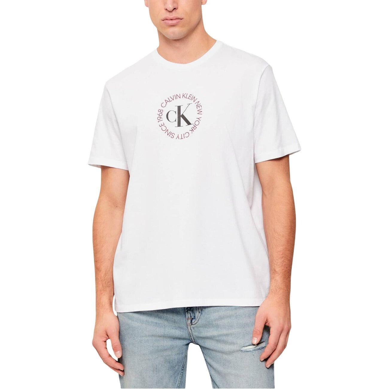 Calvin Klein Jeans T-Shirt Uomo Nero Stampa Maniche Corte Scollo Tondo Cotone 100% Primavera Estate LV14RE816G