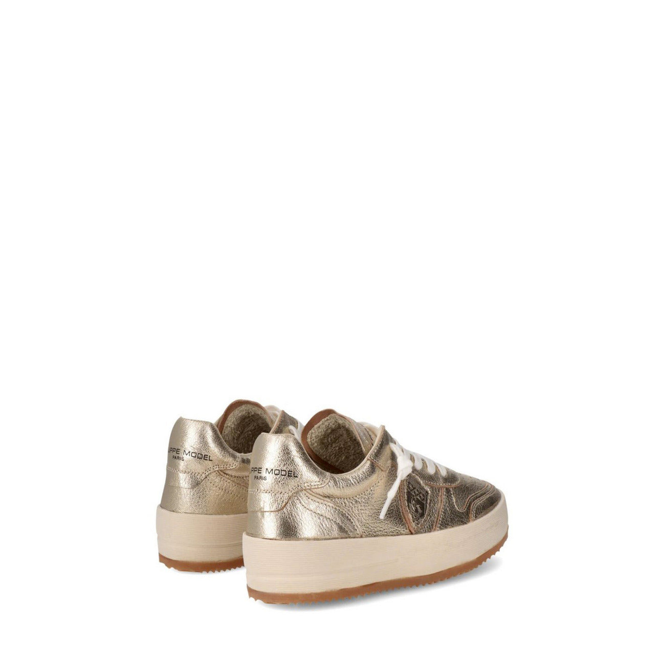 Sneakers Philippe Model donna oro con lacci - vista laterale