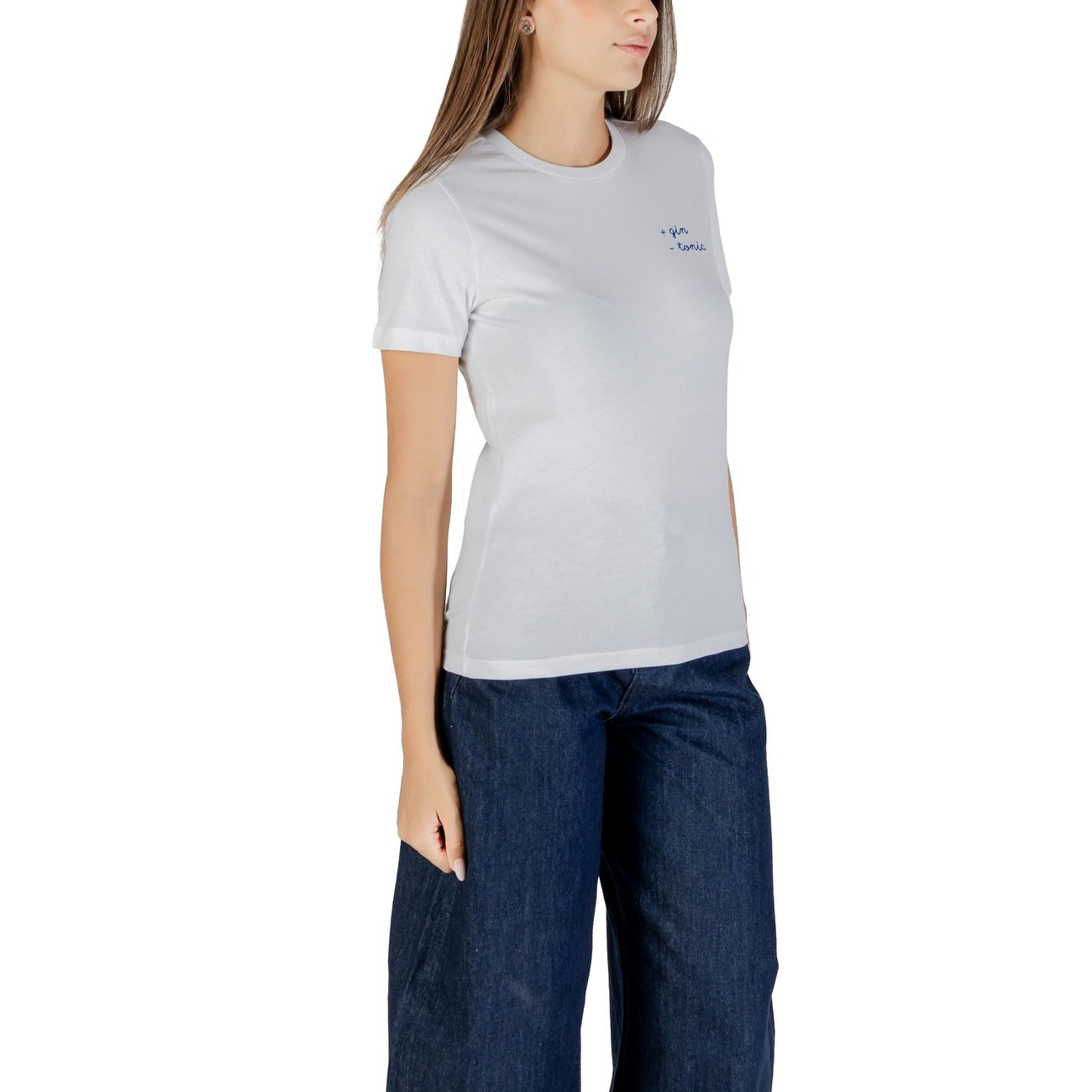Only T-Shirt Donna Bianca Manica Corta Scollo Tondo 100% Cotone Primavera/Estate 15373357