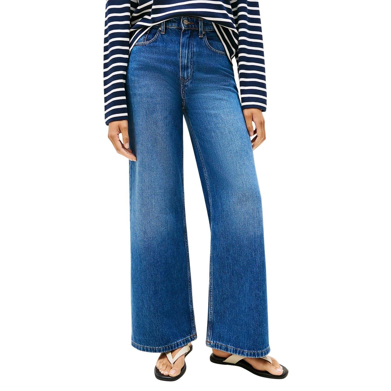 Tommy Hilfiger Jeans Donna Blu Zip Bottone Tasche Anteriori Posteriori Cotone 20% Cotone Organico 80% Autunno Inverno WW0WW45675
