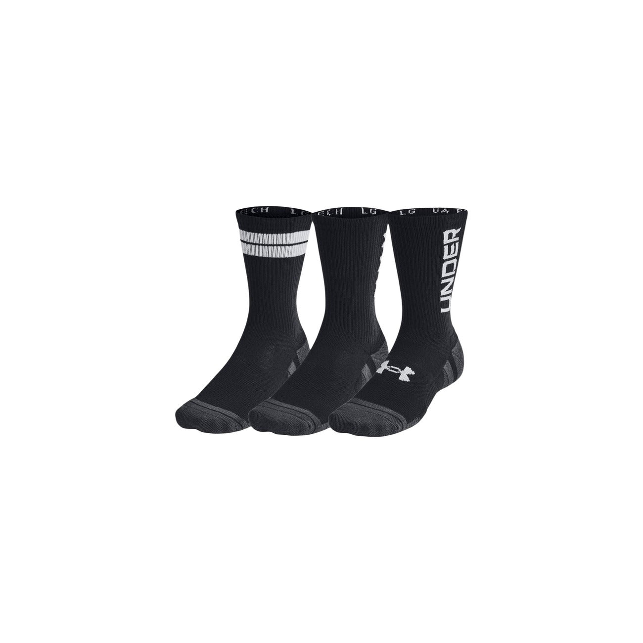 Calze Under Armour Performance Tech Crew 3 paia uomo nere sportive - vista frontale