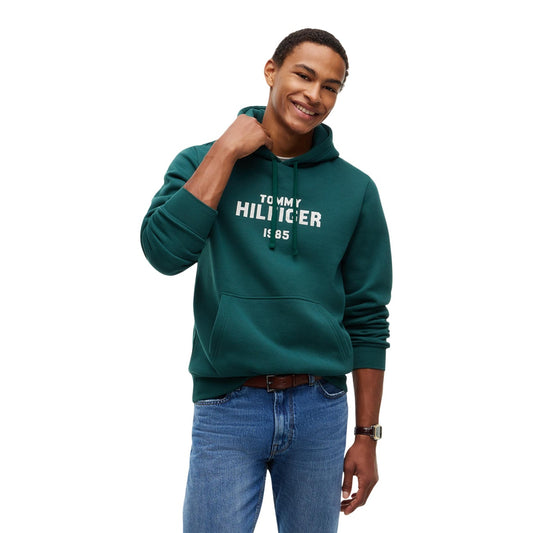 Felpa verde uomo Tommy Hilfiger – Hoodie con cappuccio e tasca marsupio MW0MW44937L6K.