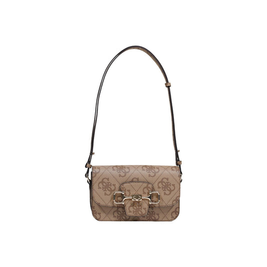 borsa a tracolla convertibile Guess Janie Logo CNVRTBL XBODY FLAP in similpelle logata color latte/beige Vista frontale 