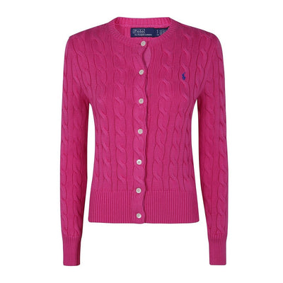 Polo Ralph Lauren Cardigan Donna Rosa con Bottoni Maniche Lunghe Scollo Tondo - Cardigan Cotone