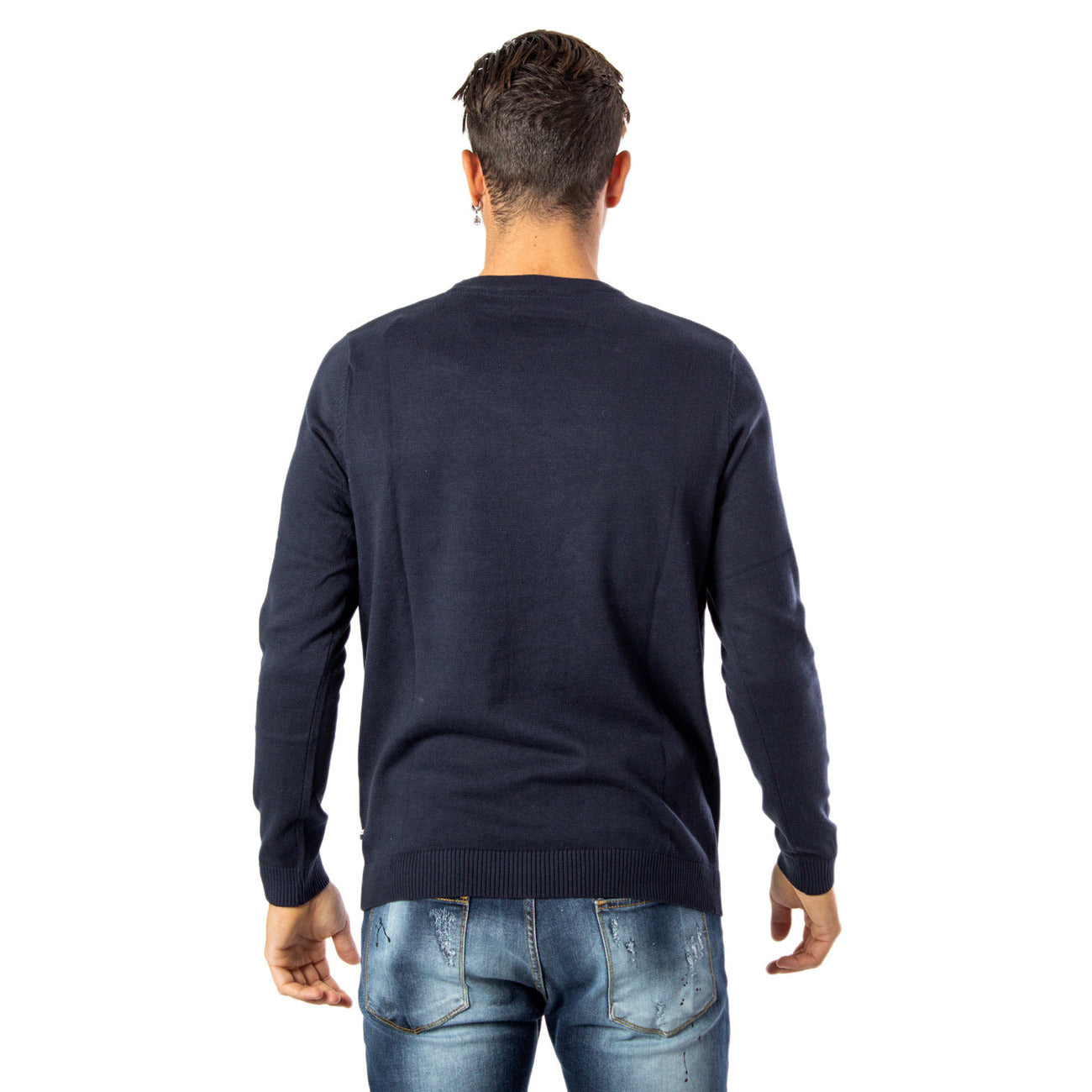 Jack & Jones Maglia Uomo Blu Scuro Manica Lunga Cotone 100% Autunno Inverno WH7_23206128_BLUE_SCURO
