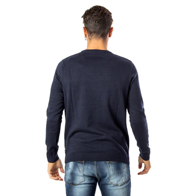 Jack & Jones Maglia Uomo Blu Scuro Manica Lunga Cotone 100% Autunno Inverno WH7_23206128_BLUE_SCURO
