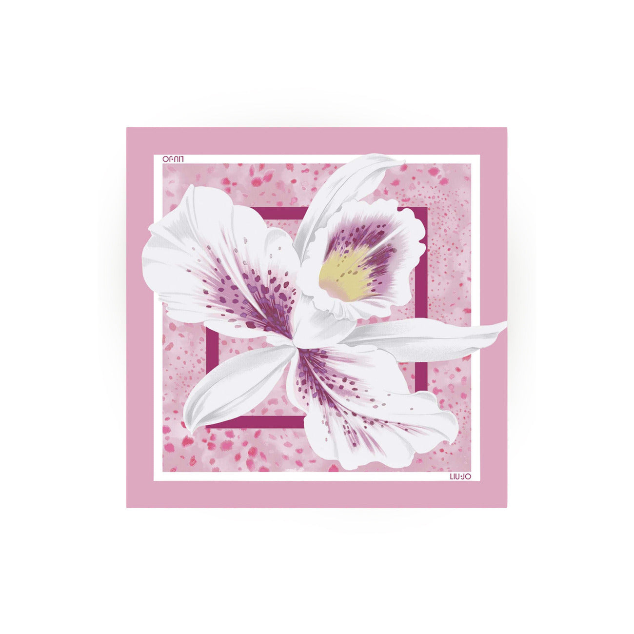 Sciarpa Liu Jo donna rosa chiaro quadrata con stampa floreale 100% seta - vista frontale