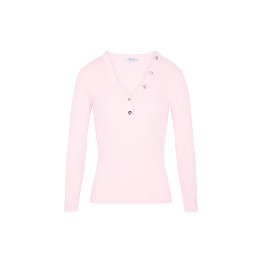 Maglia rosa donna Morgan De Toi con scollo a V – Maglioncino aderente con bottoni Morgan 262-MBIZ.