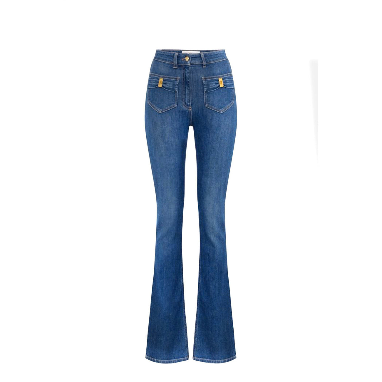 Elisabetta Franchi Jeans Donna Blu con Zip Bottone Tasche Anteriori Posteriori - Jeans Cotone Elastan Lyocell