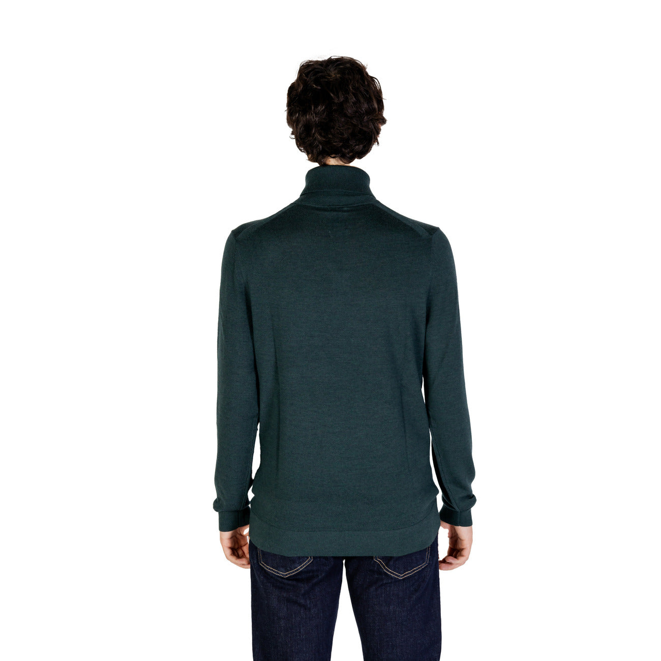 Calvin Klein Maglia Uomo Verde Collo Alto Manica Lunga Lana 100% Autunno Inverno K10K110420