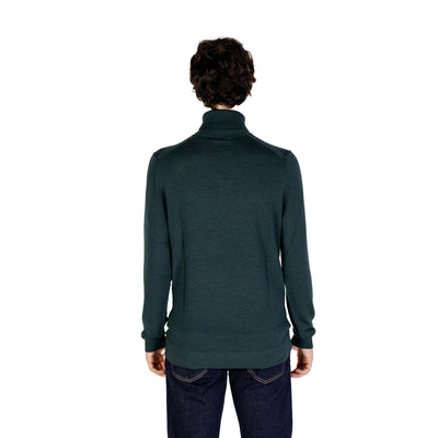 Calvin Klein Maglia Uomo Verde Collo Alto Manica Lunga Lana 100% Autunno Inverno K10K110420