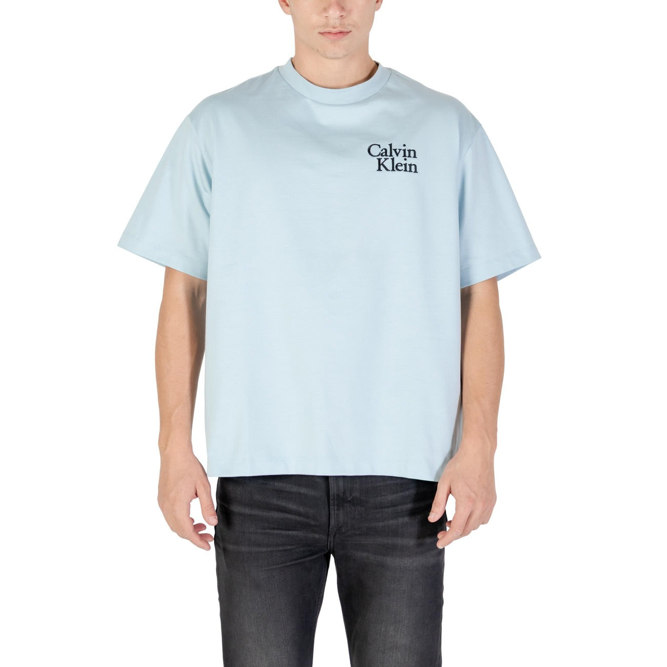 Calvin Klein Jeans T-Shirt Uomo Nero Maniche Corte Scollo Tondo Cotone 100% Autunno Inverno LV04RC808G