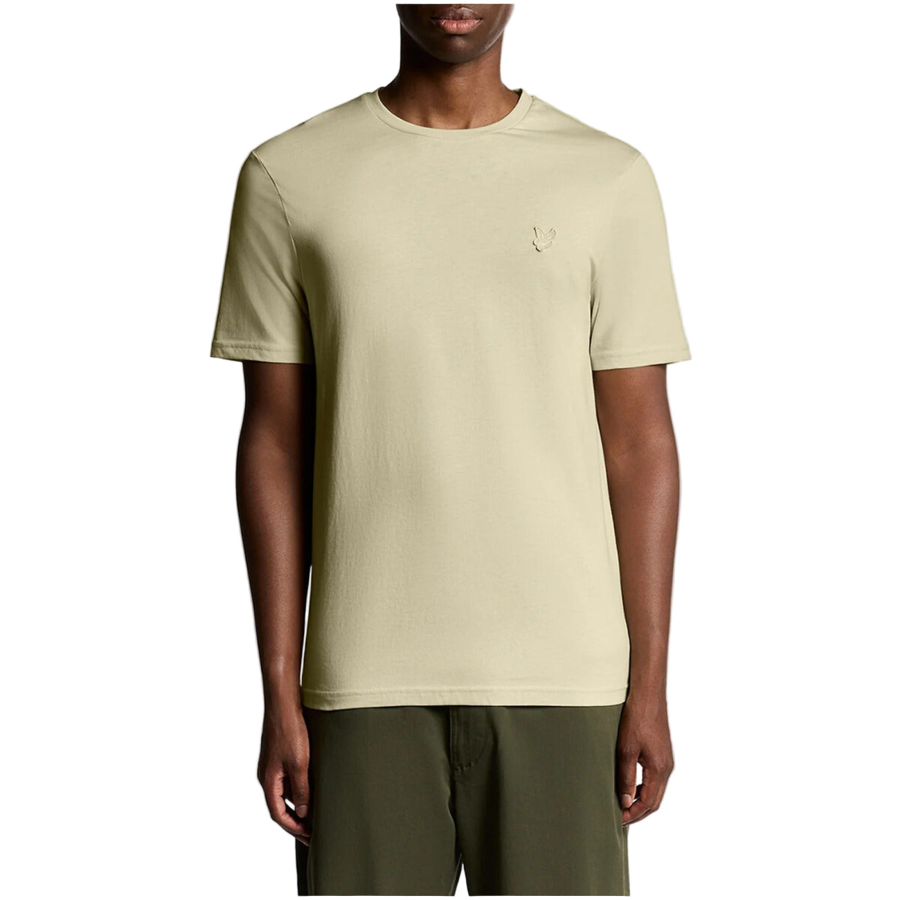 Lyle & Scott T-Shirt basic maniche corte Uomo Beige Scollo Tondo Cotone 100% vista frontale 