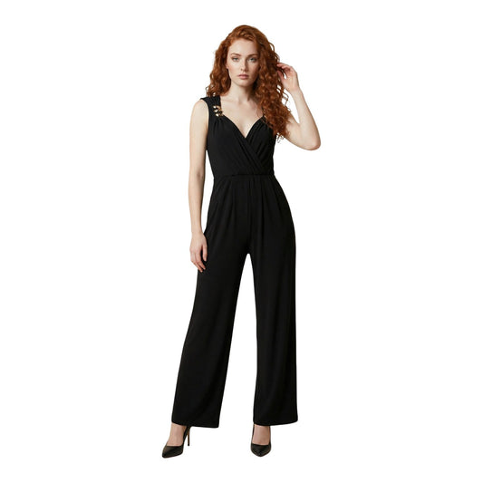 Artigli Jumpsuit ACTU004525; dettagli gioiello, scollo a V, 95% poliestere e 5% elastam. La tuta elegante e confortevole per le tue occasioni speciali. Colore nero. Vista frontale 