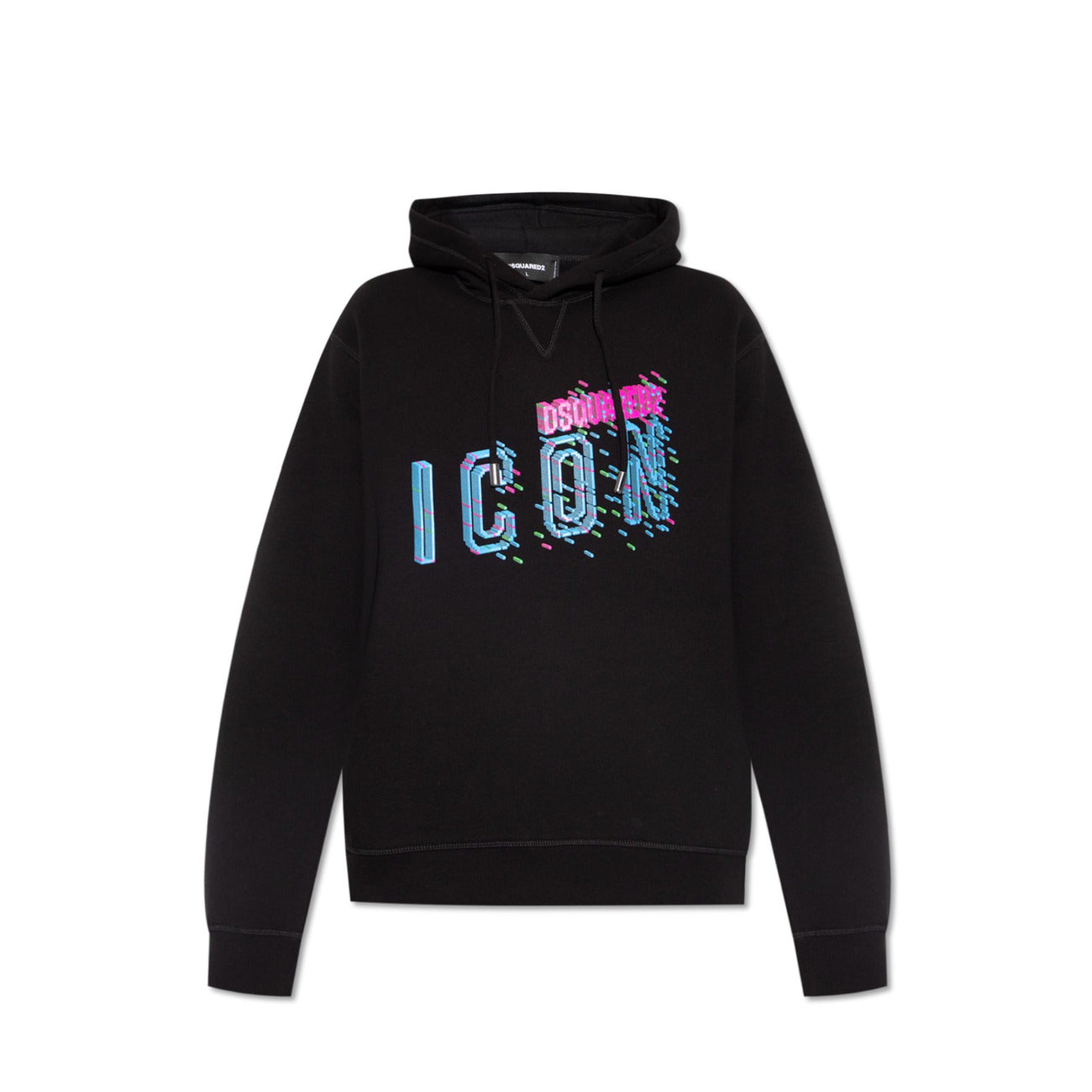 Dsquared2 Felpa Uomo Nera con Cappuccio Stampa Maniche Lunghe in Cotone 100% Autunno/Inverno V_29531