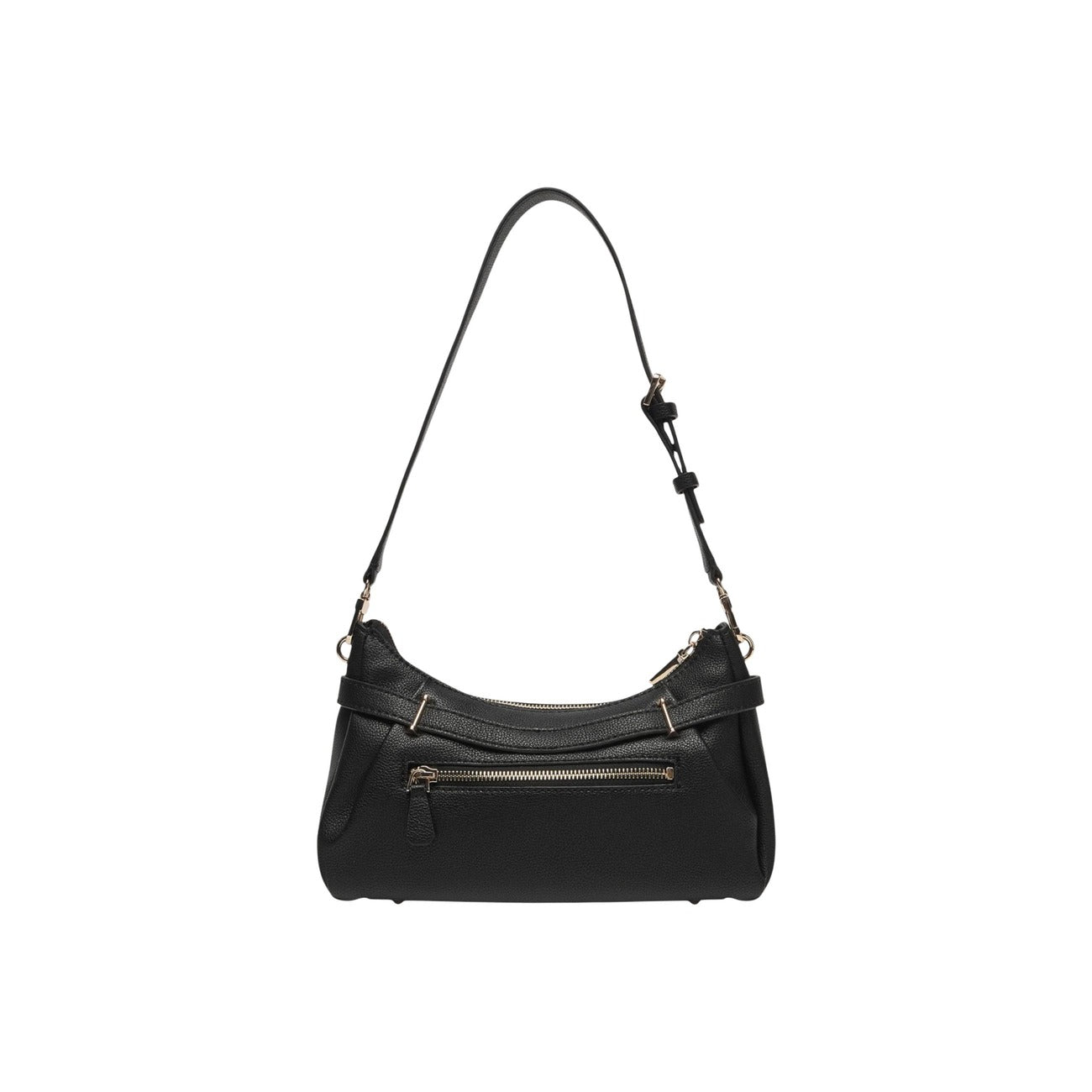 Borsa Guess Yesba Shoulder Bag; 100% Poliuretano Nero. Metalleria dorata, chiusura con cerniera, tasche interne. Borsa donna a spalla elegante e capiente. Vista posteriore 