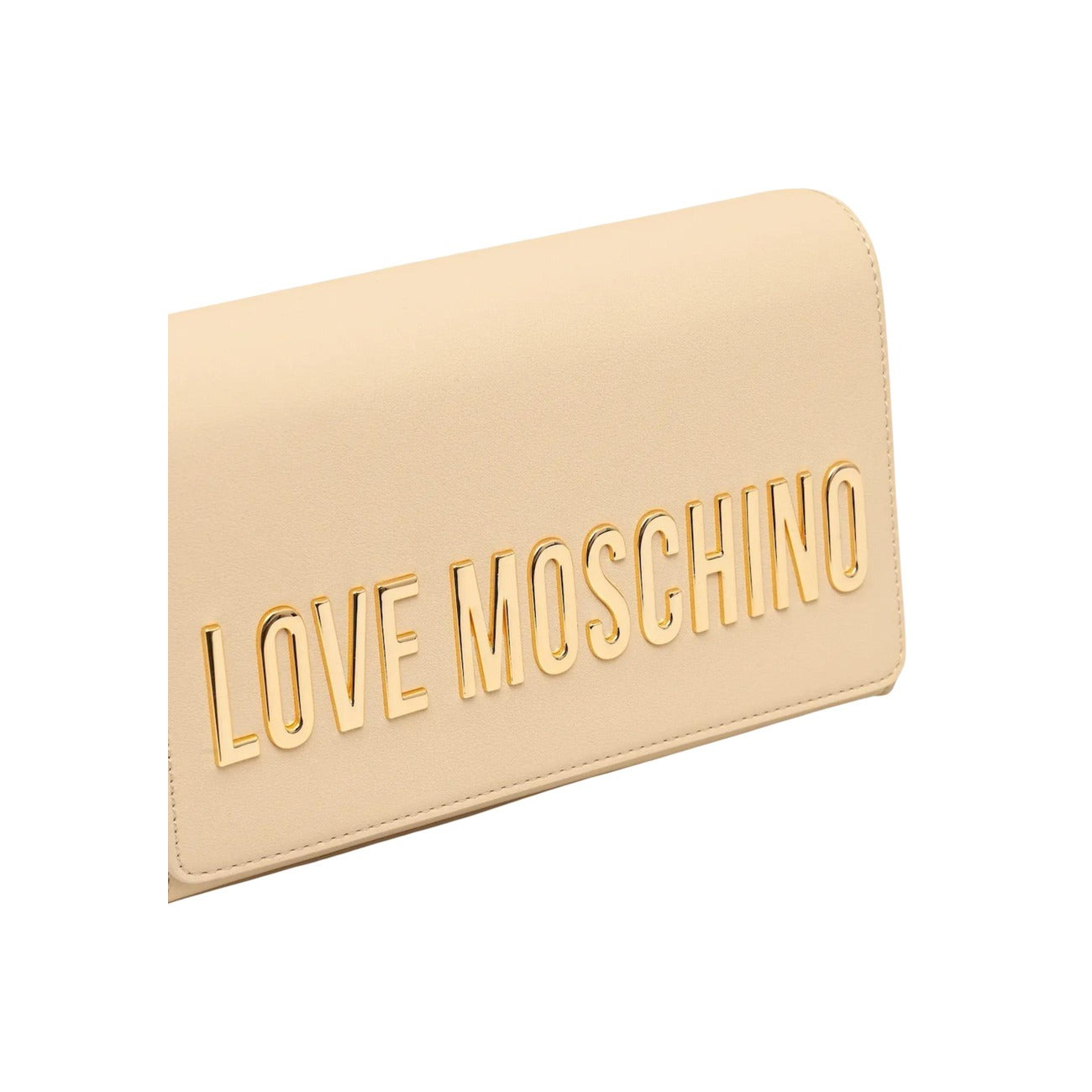 Borsa Love Moschino donna crema a tracolla modello JC4103PP1. Borsetta piccola color panna/avorio con catena oro e logo in rilievo sul davanti, stile elegante, casual chic e da cerimonia o sera.