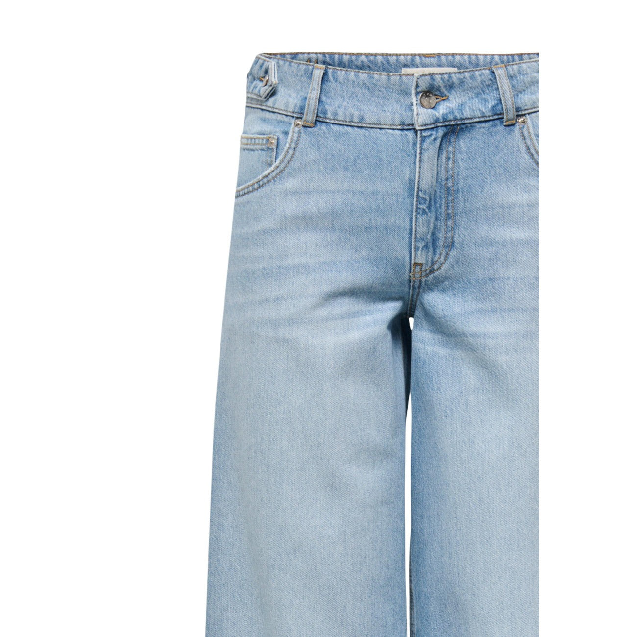 Jeans Only donna chiari Wide Fit 15367859. Jeans a vita media e gamba larga azzurro chiaro Light Blue Denim slavato in puro cotone biologico, 5 tasche con zip e bottone, pantaloni jeans estivi morbidi e traspiranti Only.