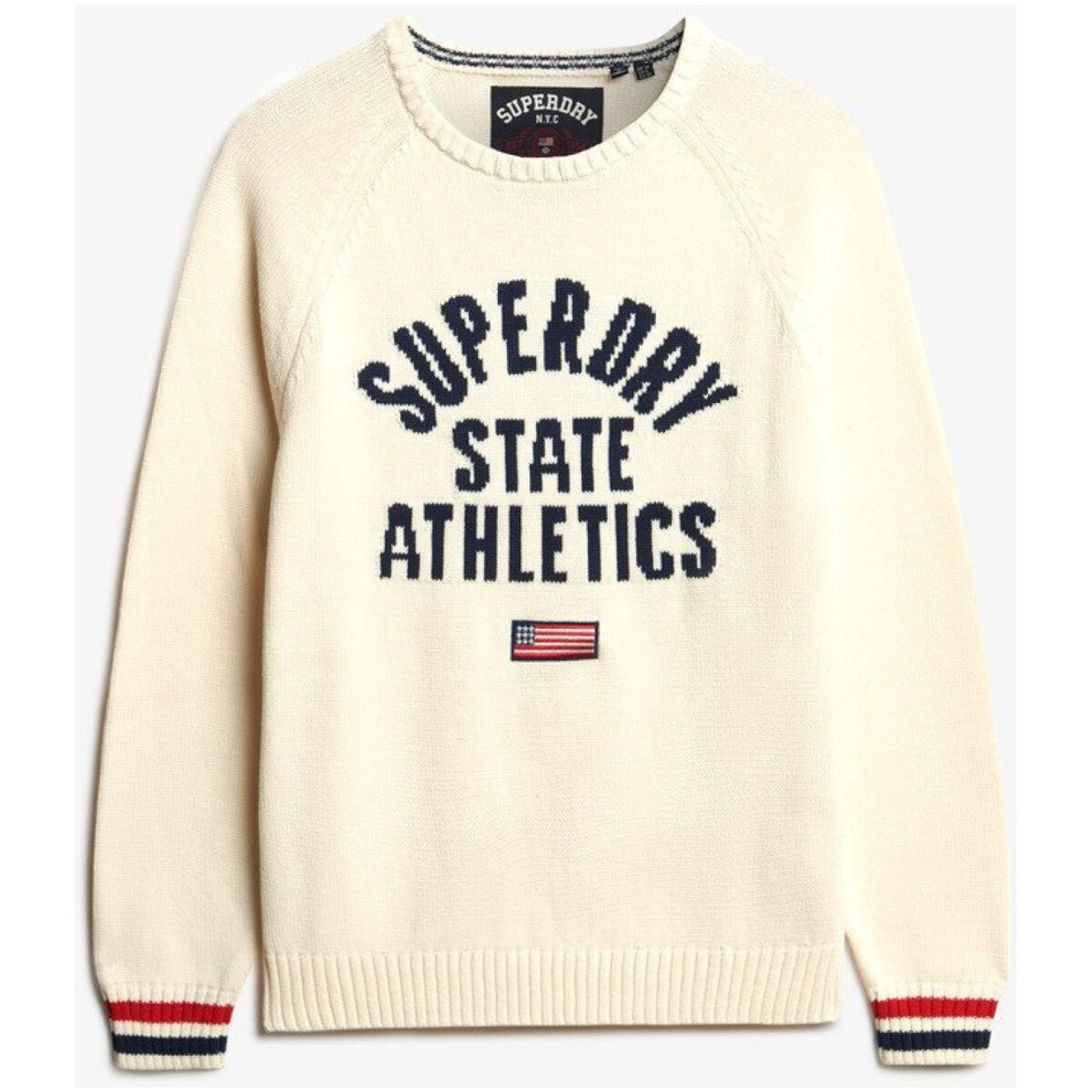 Superdry Maglia Donna Bianca con Stampa Maniche Lunghe Scollo Tondo - Maglia Cotone