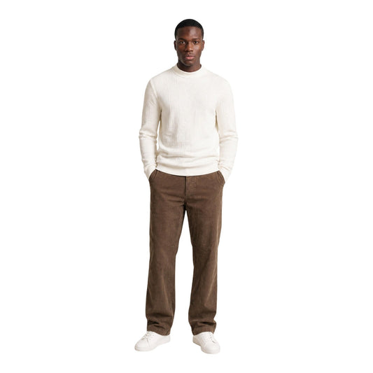 Pantaloni marroni uomo velluto a coste Only & Sons 22038664. Pantaloni dritti casual a costine marroni in cotone ecosostenibile con vita regular e tasche.