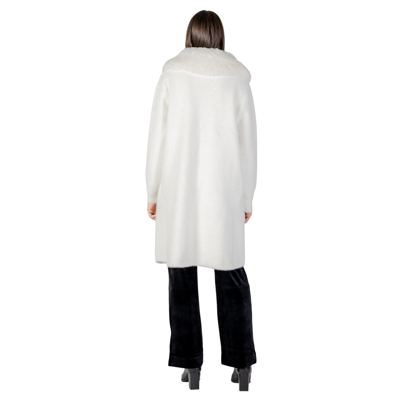 Ayfee Cappotto Donna Bianco Bottoni Maniche Lunghe Scollo a V Tasche Anteriori Poliestere 80% Viscosa 20% Autunno Inverno CAM25278