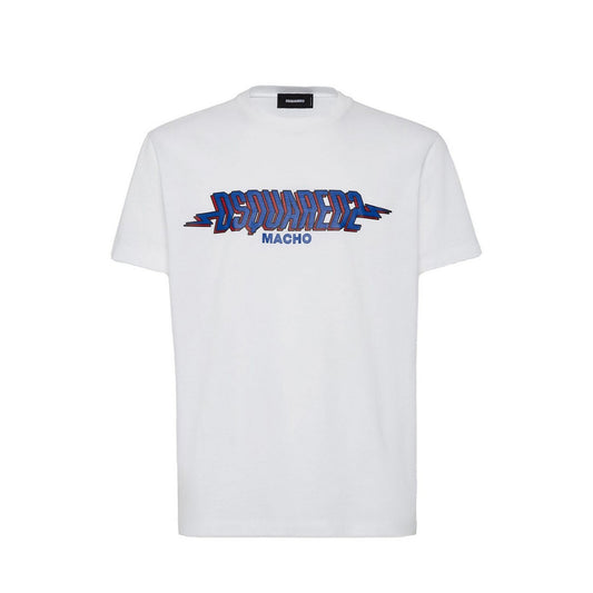 T-Shirt Uomo Dsquared2 Bianco con Stampa Scollo Tondo 100% Cotone Primavera/Estate - Stile Italiano Iconico Vista frontale 