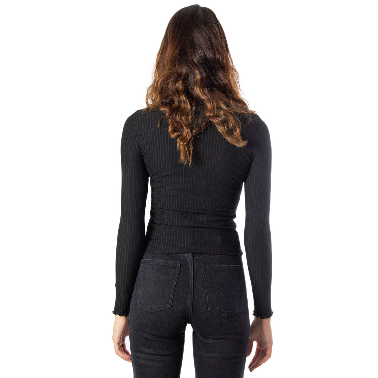 Only Maglia Donna Nera in 65% Poliestere 30% Viscosa 5% Elastan a Manica Lunga con Scollo Tondo WH7_366939_NERO