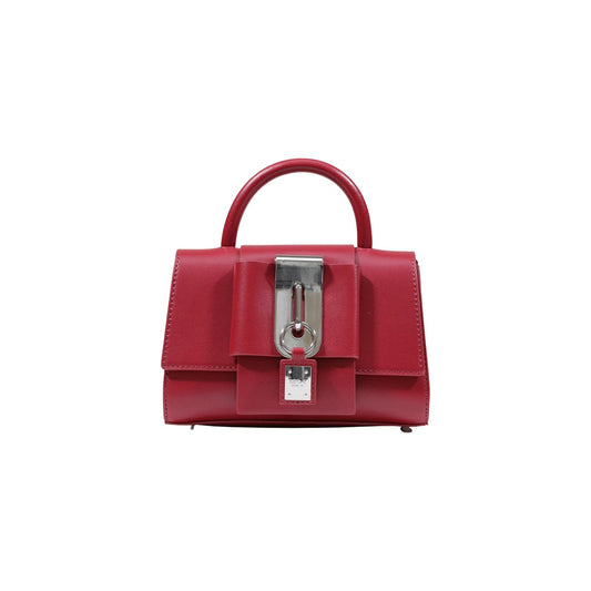Borsa Replay piccola rossa FW01CO.000.A7243S. Borsa rigida da donna rossa e nera con placca logo metallica, manico e tracolla staccabile, borsa elegante da sera e cerimonie 4 stagioni.