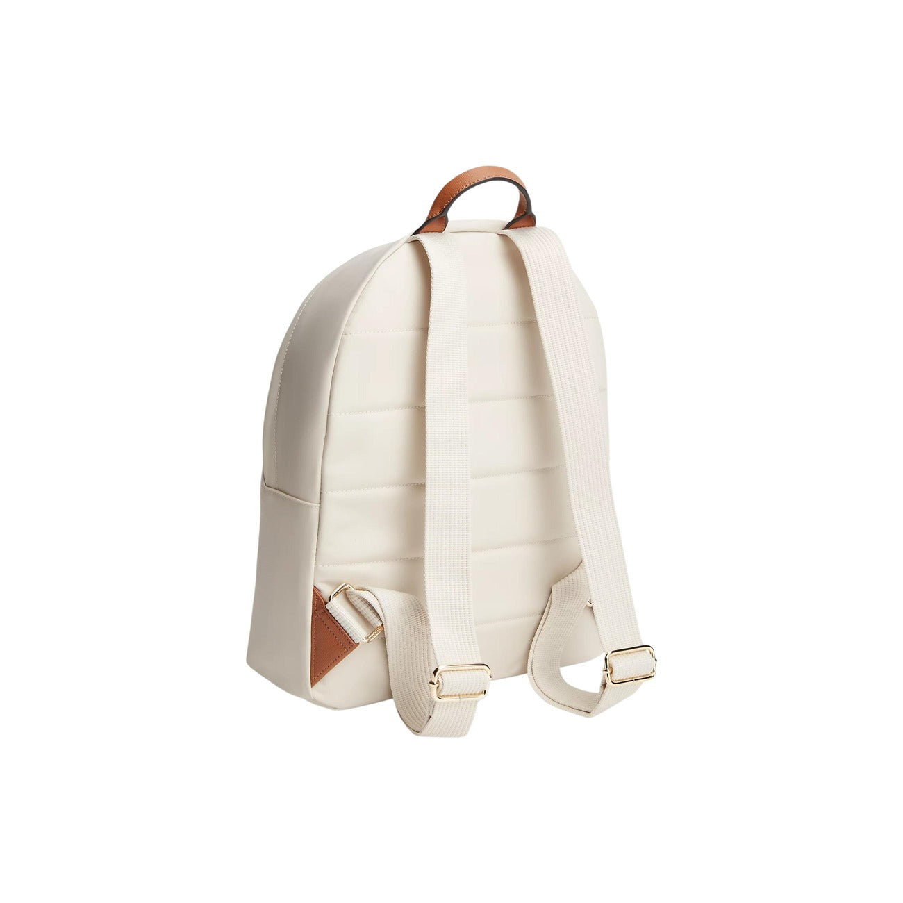 Zaino Tommy Hilfiger Nylon; 100% Poliammide. Design arrotondato, scomparto 10L, placchetta monogramma TH. Zaino donna leggero, imbottito e idrorepellente per la stagione PE26. Colore panna vista posteriore