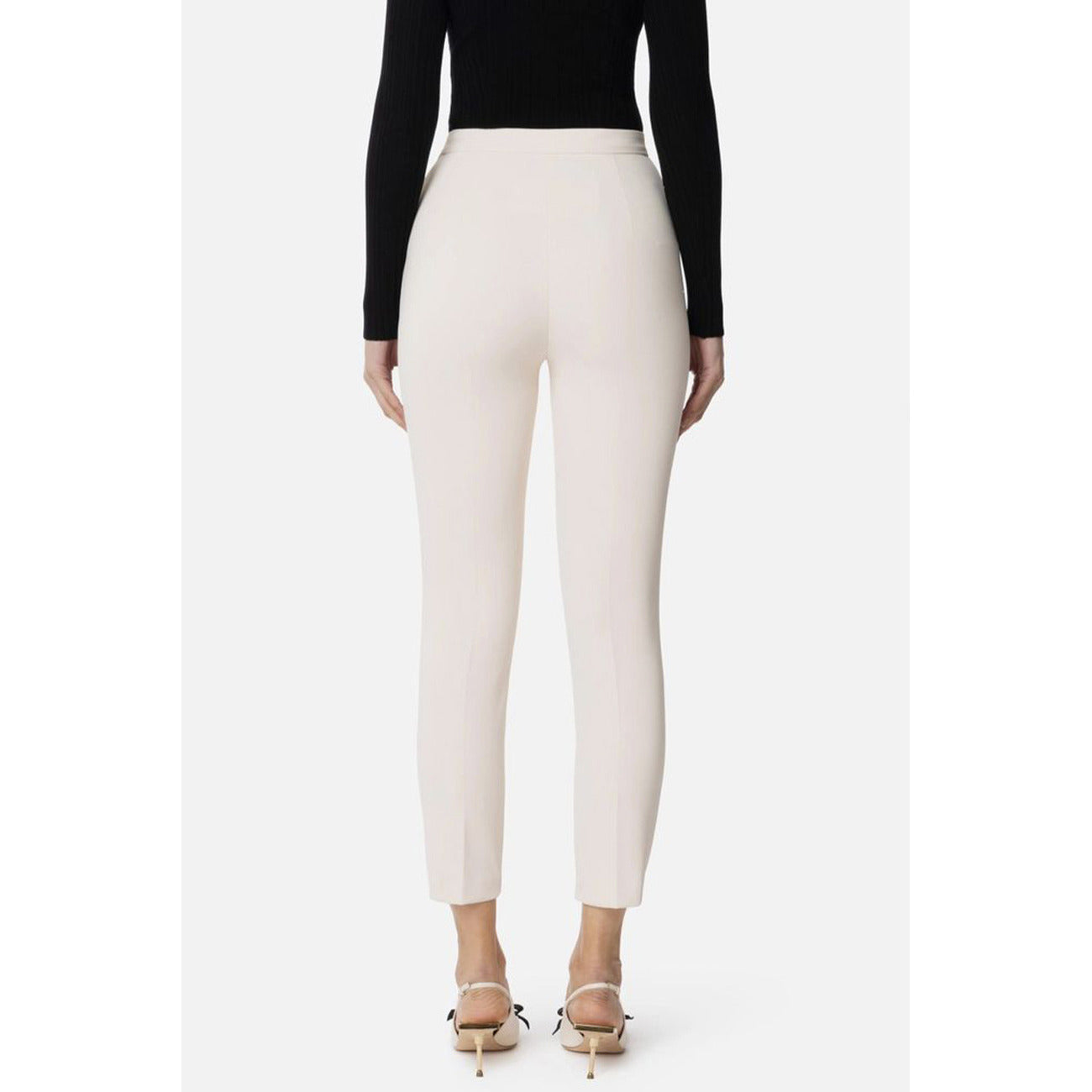 Elisabetta Franchi Pantaloni Donna Beige Chiusura Laterale Cerniera Poliestere Elastan Primavera Estate V_32405