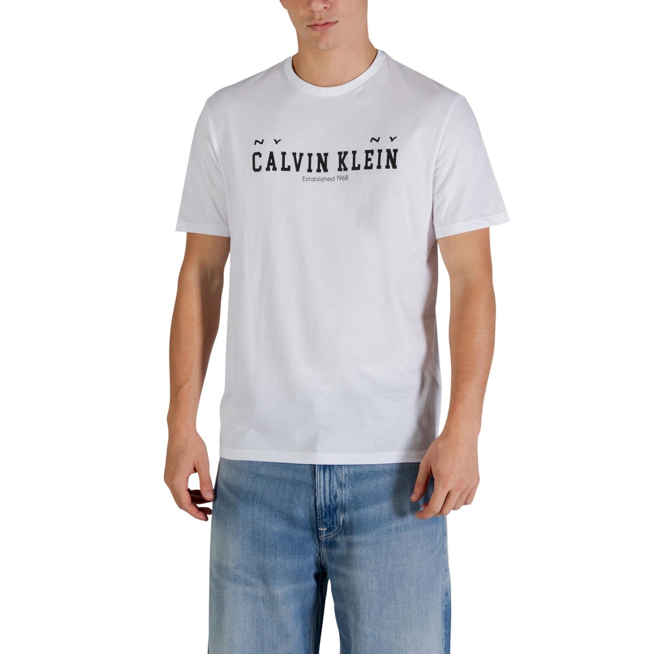 Calvin Klein Jeans T-Shirt Uomo Nero Stampa Maniche Corte Scollo Tondo Cotone 100% Primavera Estate LV14RE817G
