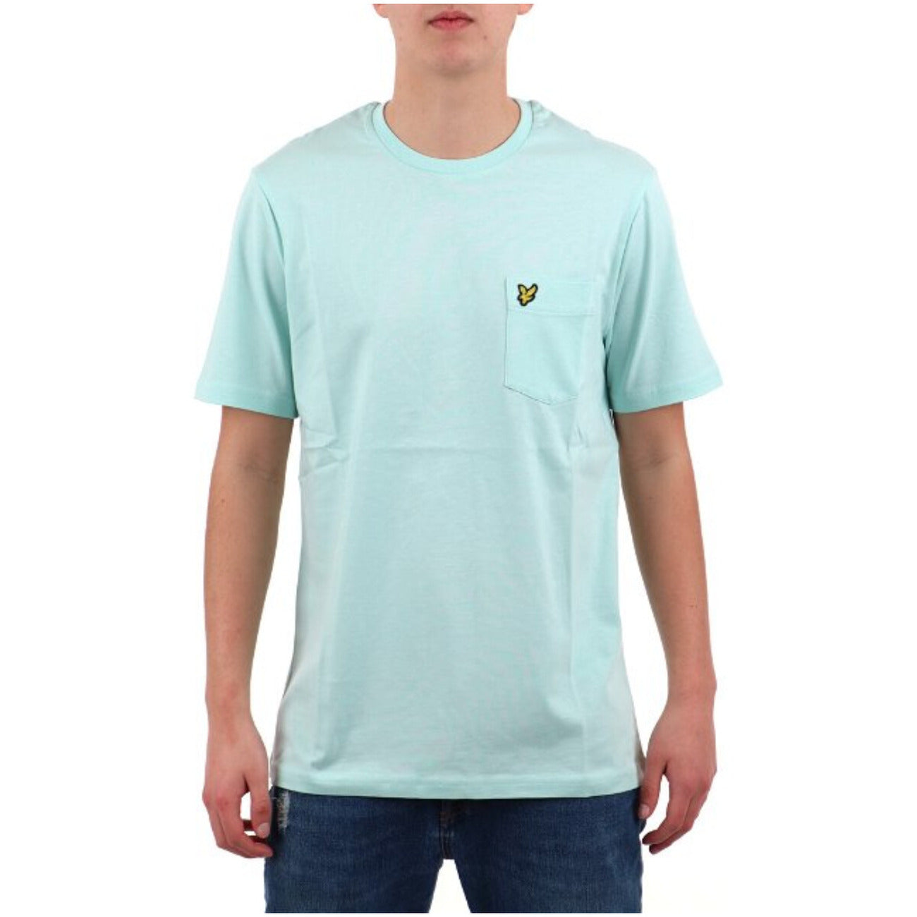 Lyle & Scott T-Shirt Uomo Azzurra Stampa Tasca Manica Corta Scollo Tondo 100% Cotone Primavera/Estate TS2022V