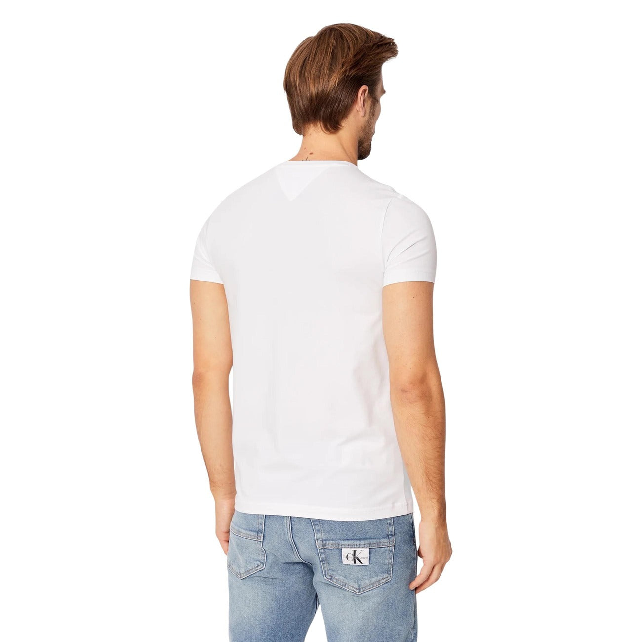 Tommy Hilfiger Jeans T-Shirt Uomo Bianca Manica Corta - Maglietta Girocollo Cotone Elasticizzato