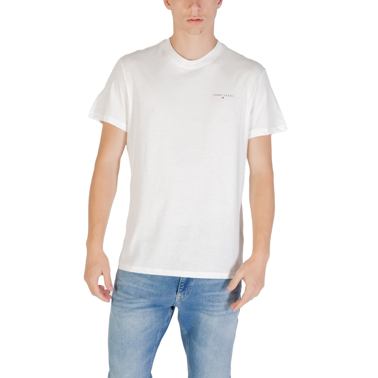 Tommy Hilfiger Jeans T-Shirt Uomo Blu Maniche Corte Scollo Tondo Cotone Organico 100% Autunno Inverno DM0DM21780