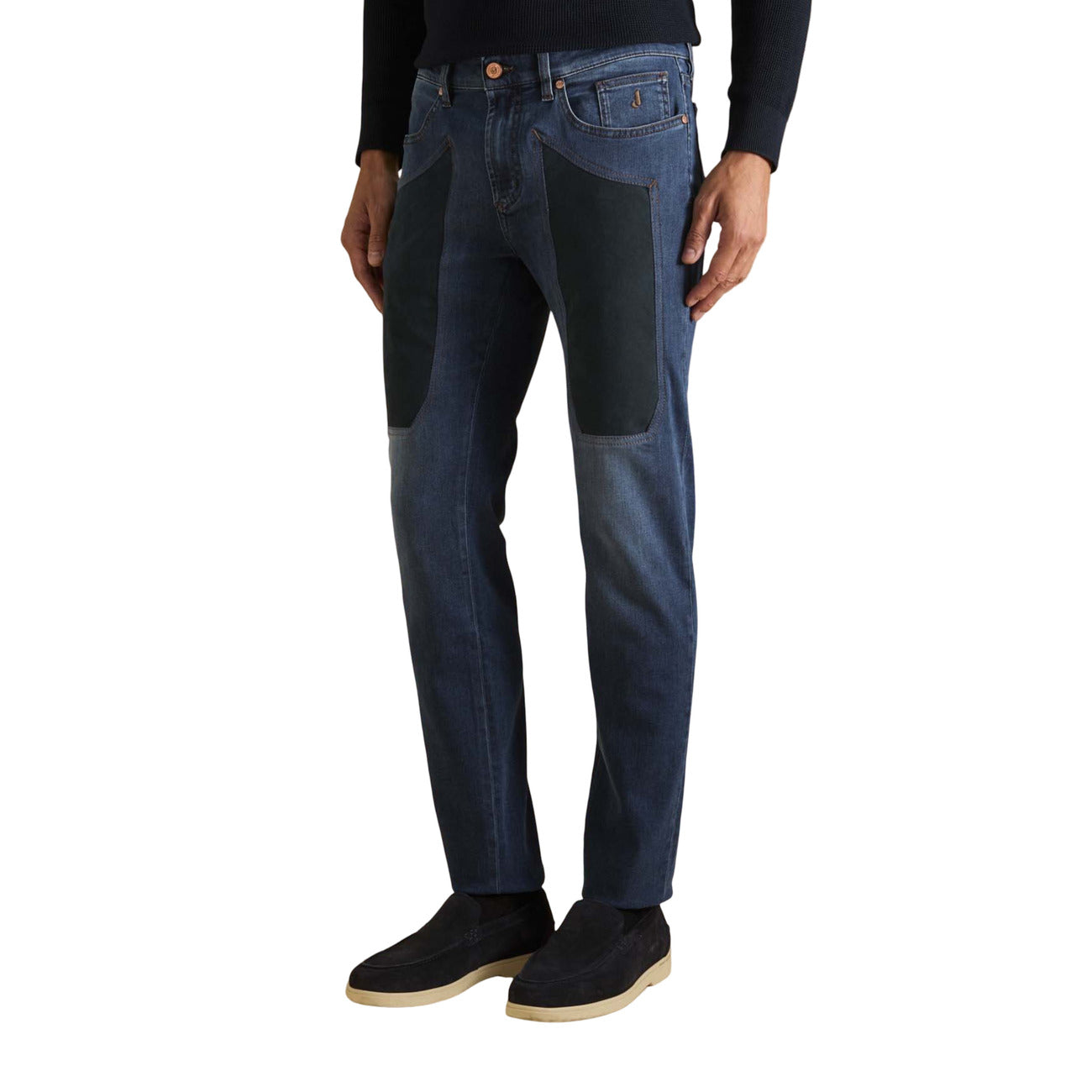 Jeckerson Jeans Uomo Blu con Zip e Bottone Tasche Anteriori e Posteriori - Jeans Cotone Elastan
